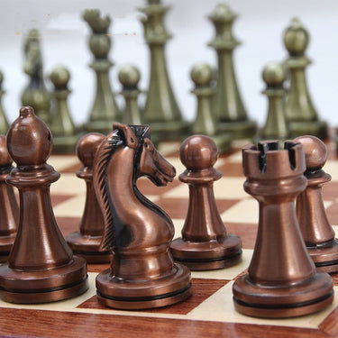 Folding Board Metal Alloy Chess Set Educational Competitive Toy - Image 1