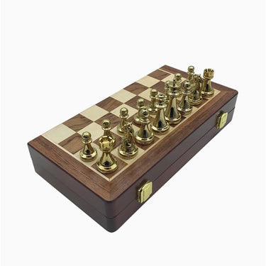 Folding Chess Board Set With Zinc Alloy And Wood Pieces - Image 6