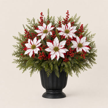 Frostpetal Christmas Poinsettia Stem Insert For Urns & Planters - Image 8