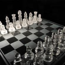 Glass Chess Set With Felted Bottom Scratch-Resistant Board And 2 Size Options - Image 1