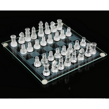 Glass Chess Set With Felted Bottom Scratch-Resistant Board And 2 Size Options - Image 2