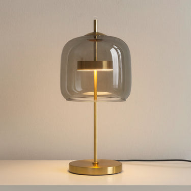 Glass Dome Table Lamp With Gold Iron Base - Image 1