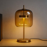Glass Dome Table Lamp With Gold Iron Base - Image 2