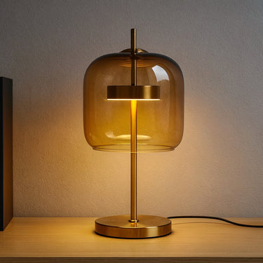 Glass Dome Table Lamp With Gold Iron Base - Image 2