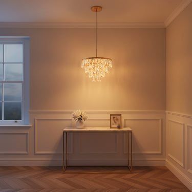 Gold Crystal Drum Mini Chandelier With Integrated LED - Image 4