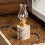 Hand-Painted Ceramic Oil Lantern With Glass Chimney - Image 3