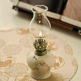 Hand-Painted Ceramic Oil Lantern With Glass Chimney - Image 6