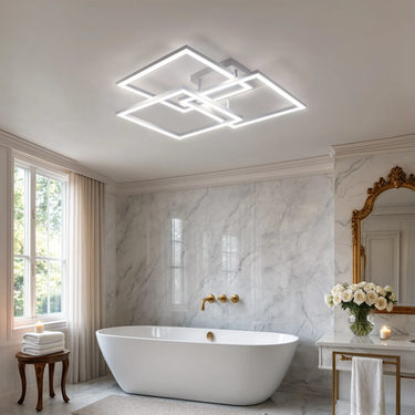 Layered Square Ceiling Light With Remote Control And Dimmable LED - Image 2