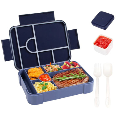 Leak-Proof Bento Lunch Box With 7 Compartments Cutlery And Microwave-Safe Design - Image 1