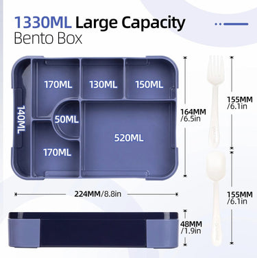 Leak-Proof Bento Lunch Box With 7 Compartments Cutlery And Microwave-Safe Design - Image 9