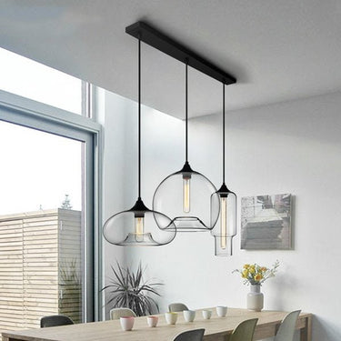 Linear Pendant Light With Clear Glass Shades - Image 1