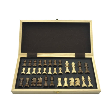 Magnetic Folding Chess Board Solid Wood Portable Chess Set With Checkers - Image 5