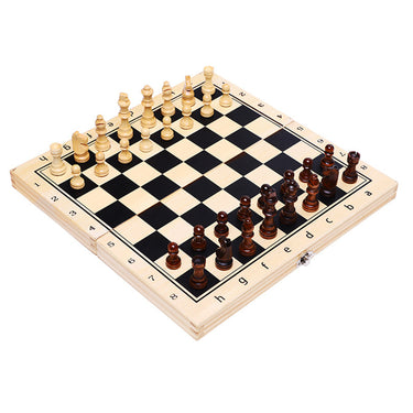 Magnetic Folding Chess Board Solid Wood Portable Chess Set With Checkers - Image 3