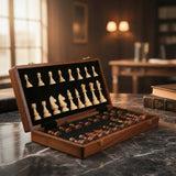 Masterfold Premium Wooden Chess Set With Durable Solid Wood Pieces And Folding Board - Image 1