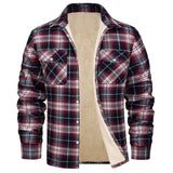 Men's Flannel Shirt Jacket With Cosy Sherpa Fleece Lining - Image 6