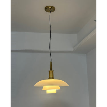 Milk Glass Chain Pendant Lamp With Adjustable Height - Image 3