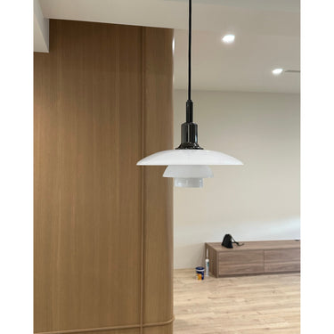 Milk Glass Chain Pendant Lamp With Adjustable Height - Image 9