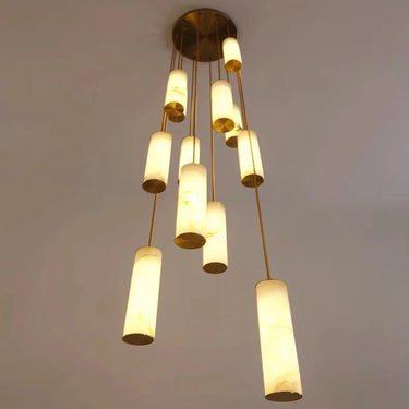 Modern Cascading Marble Staircase Chandelier With Bronze Hardware - Image 5
