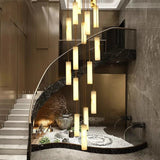 Modern Cascading Marble Staircase Chandelier With Bronze Hardware - Image 1