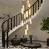 Modern Cascading Marble Staircase Chandelier With Bronze Hardware - Image 4