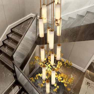 Modern Cascading Marble Staircase Chandelier With Bronze Hardware - Image 2