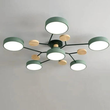 Modern Circular Ceiling Light With Wooden Accents - Image 16