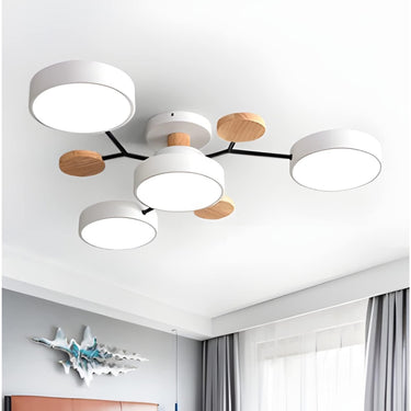Modern Circular Ceiling Light With Wooden Accents - Image 20