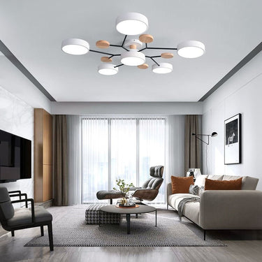 Modern Circular Ceiling Light With Wooden Accents - Image 22