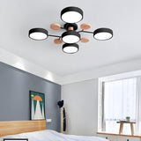 Modern Circular Ceiling Light With Wooden Accents - Image 4