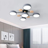 Modern Circular Ceiling Light With Wooden Accents - Image 9