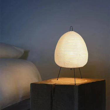 Modern Egg-Shaped Rice Paper Lantern Floor Lamp With Black Metal Frame - Image 2