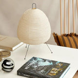 Modern Egg-Shaped Rice Paper Lantern Floor Lamp With Black Metal Frame - Image 3