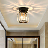 Modern Flush Mount Ceiling Light With Clear Striped Glass Shade - Image 7