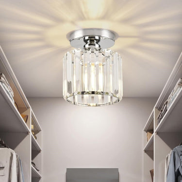 Modern Flush Mount Ceiling Light With Clear Striped Glass Shade - Image 11