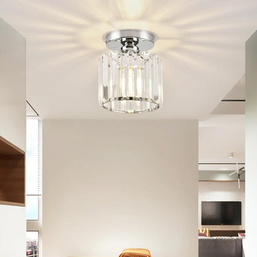 Modern Flush Mount Ceiling Light With Clear Striped Glass Shade - Image 12
