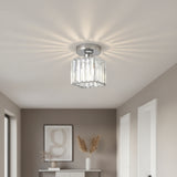 Modern Flush Mount Ceiling Light With Clear Striped Glass Shade - Image 14