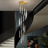 Modern Long Chandelier With Vertical Cascade Design - Image 3