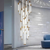 Modern Long Chandelier With Vertical Cascade Design - Image 5