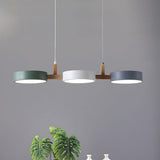 Modern Multi Light Cylinder Pendant Light With Wood Accents - Image 2