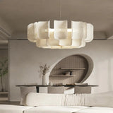 Modern Ring Acrylic Chandelier With Rippled Panels - Image 1