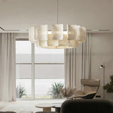 Modern Ring Acrylic Chandelier With Rippled Panels - Image 5