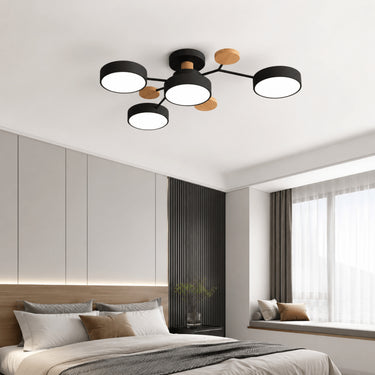 Modern Round Branch Ceiling Light With Wooden Accents - Image 1