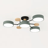 Modern Round Branch Ceiling Light With Wooden Accents - Image 3