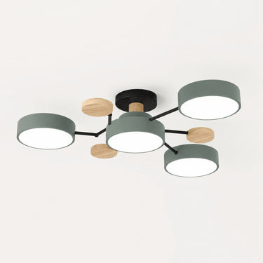 Modern Round Branch Ceiling Light With Wooden Accents - Image 3