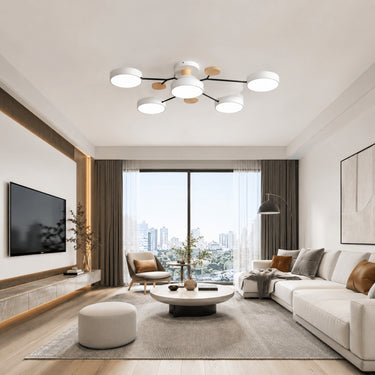 Modern Round Branch Ceiling Light With Wooden Accents - Image 4