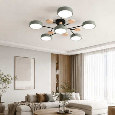 Modern Round Branch Ceiling Light With Wooden Accents - Image 7