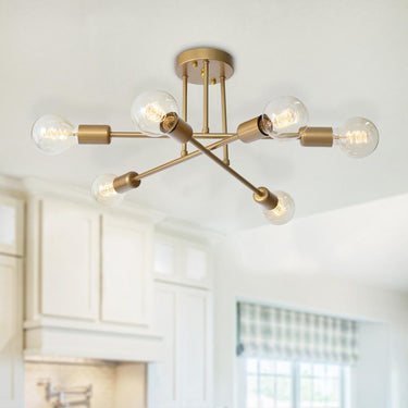 Modern Satin Gold Sputnik Chandelier - Image 1