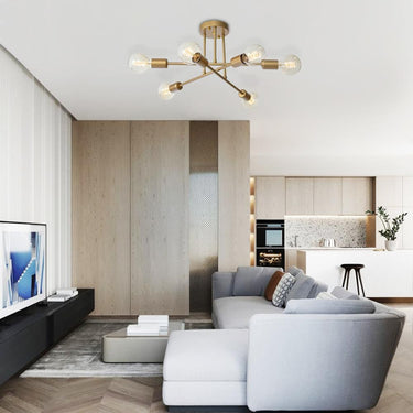 Modern Satin Gold Sputnik Chandelier - Image 2