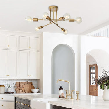 Modern Satin Gold Sputnik Chandelier - Image 5
