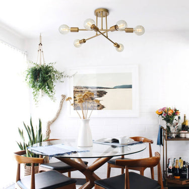 Modern Satin Gold Sputnik Chandelier - Image 7